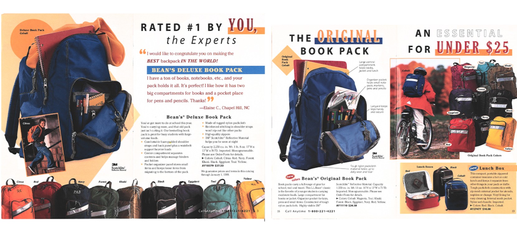 The first installment of L.L.Bean's Book Pack Catalog in 1998