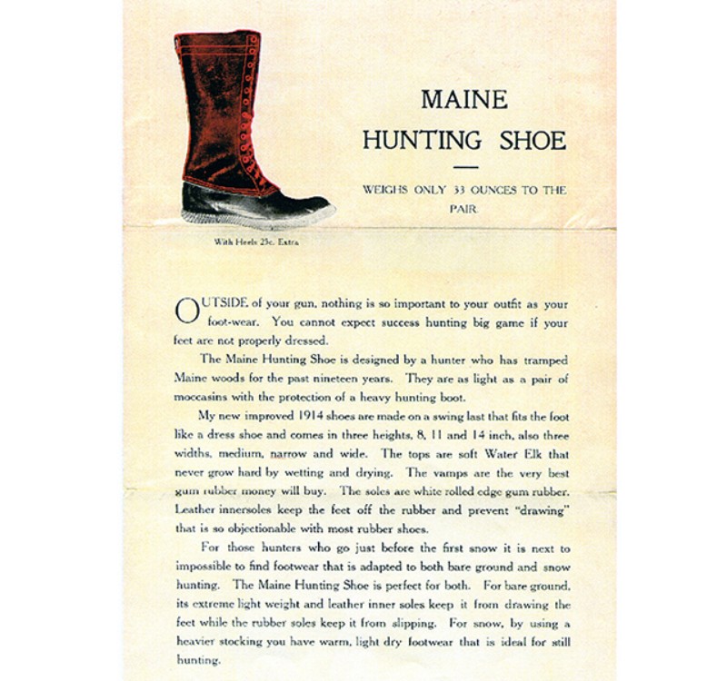 An early ad for the Maine Hunting Shoe