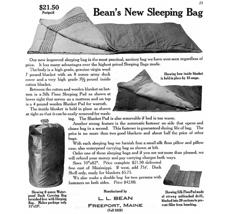 Bean's Sleeping Bag, circa 1929