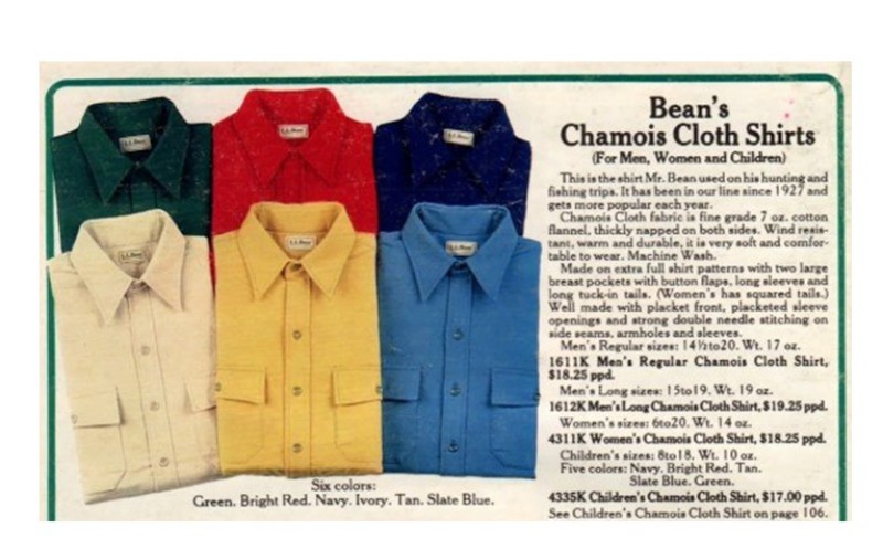 L.L.Bean Chamois Shirt in a 1983 company catalog