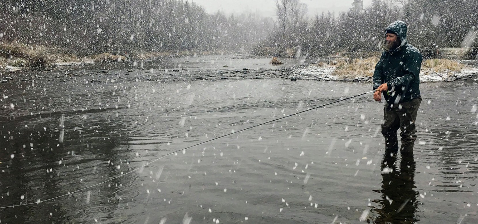 David Coggins Fly Fishing in Snow in Canada