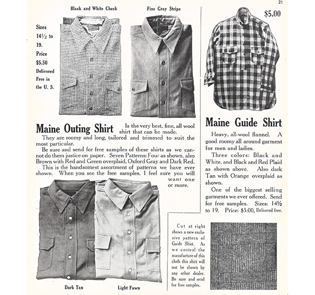 Fall 1925 Catalog feature of the renamed Maine Guide Shirt