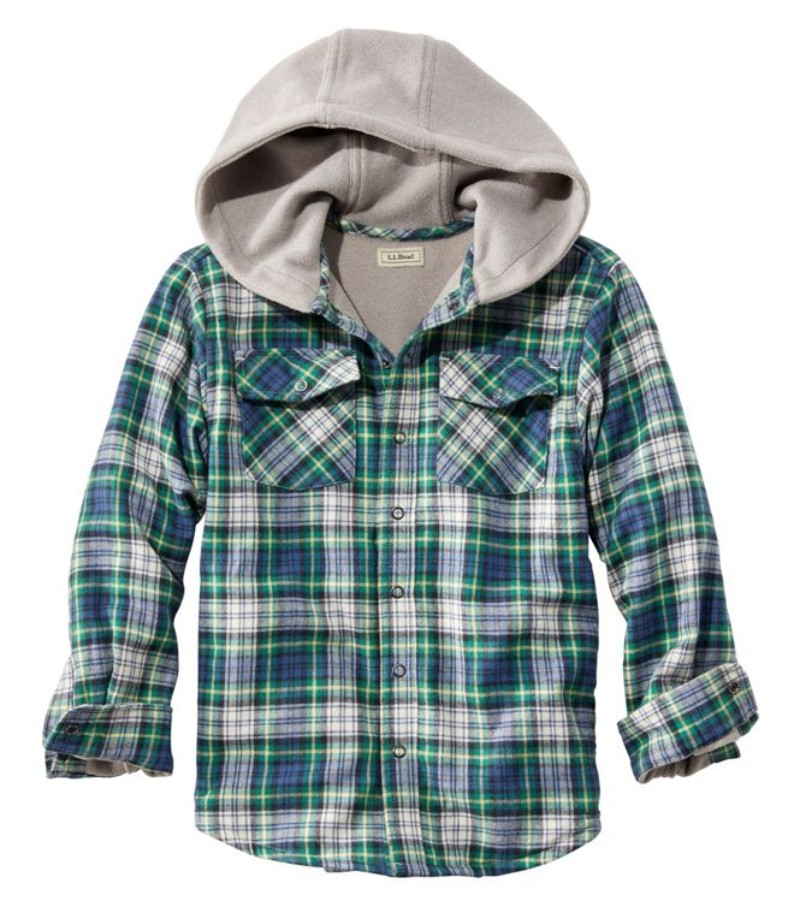 Kids’ Fleece-Lined Flannel Shirt, Hooded 