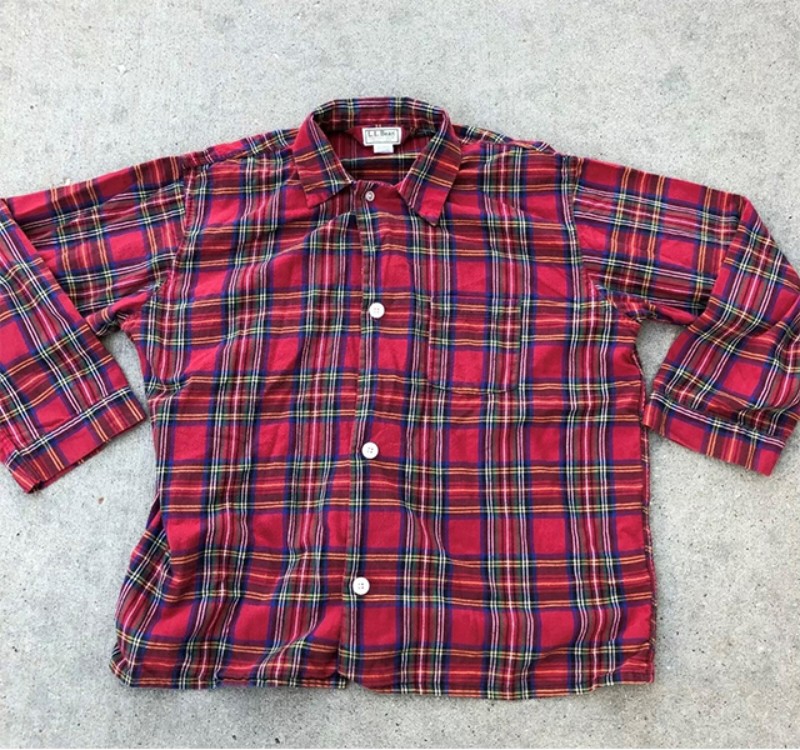 Vintage L.L.Bean Scotch Plaid Flannel Pajama Shirt