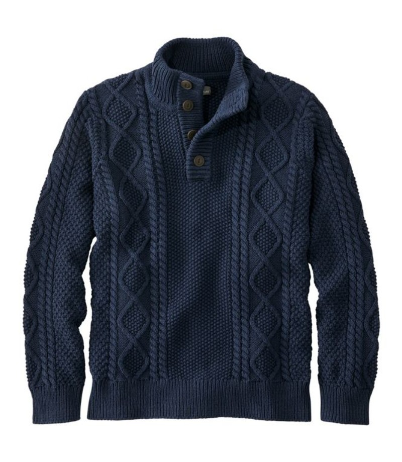 MEN'S SIGNATURE COTTON FISHERMAN SWEATER, HENLEY